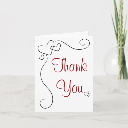 Elegantes Herz danken Ihnen Dankeskarte (Vorderseite)