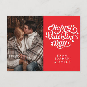 Elegantes Herz Frohen Valentinstag Foto Feiertagspostkarte