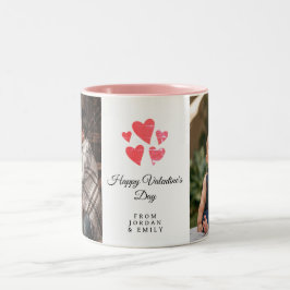 Elegantes Herz Frohen Valentinstag Foto Zweifarbige Tasse