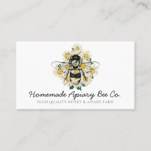 Elegantes Herz Gänseblümchen Blumen Imkerei Honigb Visitenkarte