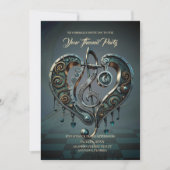 Elegantes Herz im Steampunkstil. Einladung (Vorderseite)
