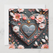 Elegantes Herz mit Blume Golden Accents & Pearls Karte (Vorderseite)