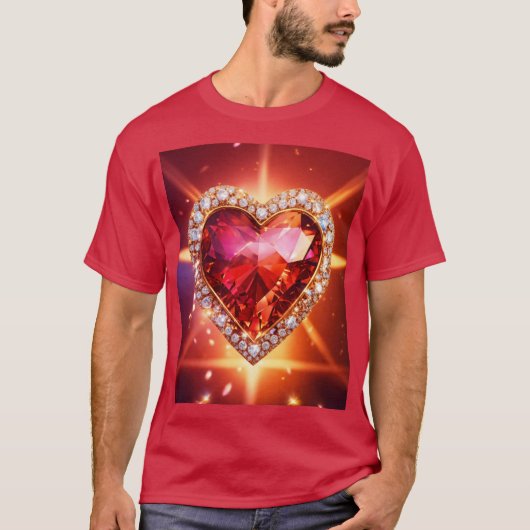 Elegantes Herz mit Diamonds Abstrakt Art T - Shirt (Vorderseite)