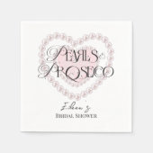 Elegantes Herz Perlen Prosecco Bubbly Brautparty Serviette (Vorderseite)