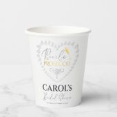 Elegantes Herz Perlen & Prosecco Gold Brautparty Pappbecher (Vorderseite)