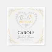 Elegantes Herz Perlen & Prosecco Gold Brautparty Serviette (Vorderseite)