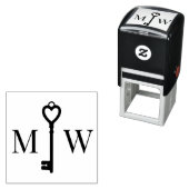 Elegantes Herz-Schlüsselpaar Hochzeit 2 Initial Mo Permastempel (Beispiel)