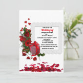 Elegantes Herz und Rote Rose Romantische Blumenhoc Einladung (Stehend Vorderseite)