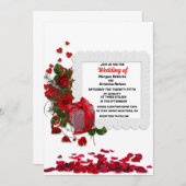 Elegantes Herz und Rote Rose Romantische Blumenhoc Einladung (Vorne/Hinten)