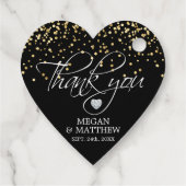 Elegantes Herz White Black & Gold Hochzeit Vielen Geschenkanhänger (Rückseite)