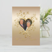 Elegantes Herz Wirbel 50. Foto Jahrestag Einladung (Stehend Vorderseite)