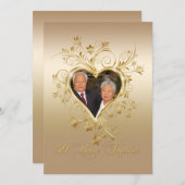 Elegantes Herz Wirbel 50. Foto Jahrestag Einladung (Vorne/Hinten)