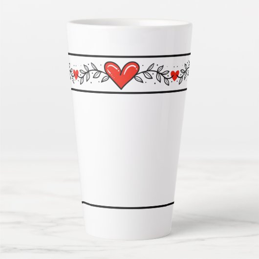 Elegantes Herzdesign Latte Tasse (Vorderseite)