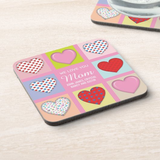 Elegantes, herzliches Muttertagsdesign Getränkeuntersetzer (Linke Seite)