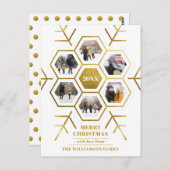Elegantes Hexagon Snowflake Weihnachts-Foto Postkarte (Vorne/Hinten)