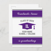 Elegantes High School Abschluss Foto Ankündigungspostkarte (Vorne/Hinten)