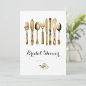 Elegantes High Tee Gold weiß Einladung (Stehend Vorderseite)