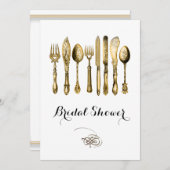 Elegantes High Tee Gold weiß Einladung (Vorne/Hinten)