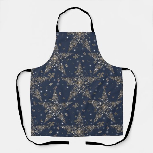 Elegantes himmlisches Filigran-Sternmuster - Blau Schürze (Vorderseite)