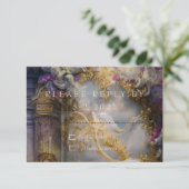 Elegantes Himmlisches Gold-Tor, Goldtext RSVP Karte (Stehend Vorderseite)