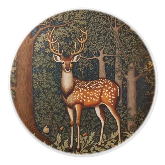 Elegantes Hirsch im Eichenwald Keramikknauf (Vorderseite)