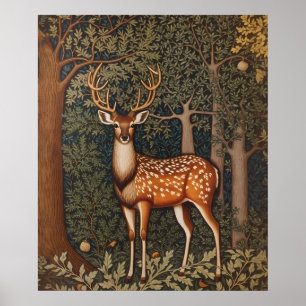 Elegantes Hirsch im Eichenwald Poster