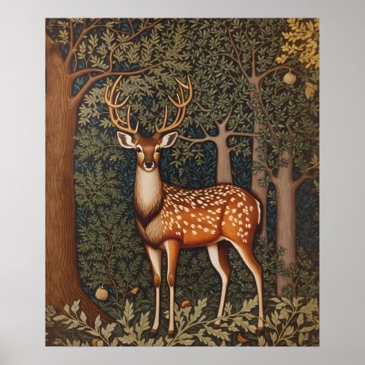 Elegantes Hirsch im Eichenwald Poster (Vorne)