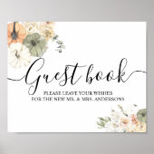 Elegantes Hochzeit im Herbst Gästebuchzeichen | Aq Poster (Vorne)
