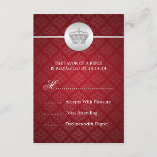 Elegantes Hochzeit UAWG königliches Kronen-Rot RSVP Karte