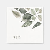 Elegantes Hochzeitband Mute Green Serviette (Vorderseite)