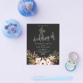Elegantes Hochzeitbudget Schwarze Flora Flyer (Einzeln)