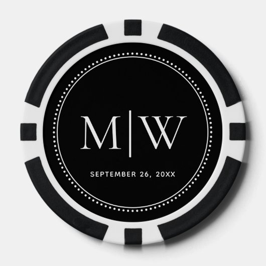 Elegantes Hochzeitdatum Couple Monogram Pokerchips (Vorderseite)
