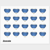 Elegantes Hochzeitdatum Dazzling Glitzern Blue Herz-Aufkleber (Blatt)
