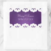 Elegantes Hochzeitdatum Weiße Spitzen Lila Rechteckiger Aufkleber (Tasche)
