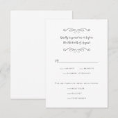 Elegantes Hochzeitessen Klassisch Weiß & Grau Deli RSVP Karte (Vorne/Hinten)