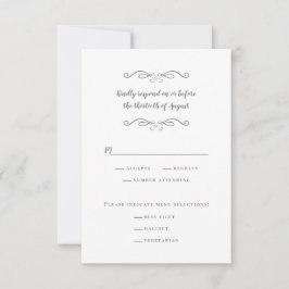 Elegantes Hochzeitessen Klassisch Weiß & Grau Deli RSVP Karte