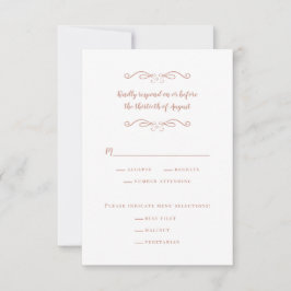 Elegantes Hochzeitessen Weiß & Rose Rosa Minimalis RSVP Karte