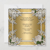 Elegantes HochzeitGold Cream Rose Silver Einladung (Rückseite)