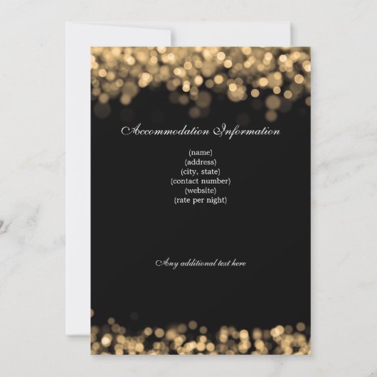 Elegantes HochzeitGold Lights Custom Einladung (Rückseite)