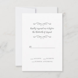 Elegantes Hochzeitgrau Klassik Minimalistisch RSVP Karte