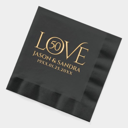 Elegantes Hochzeitjubiläum Jahre in Liebe Servietten Mit Folie (Links)