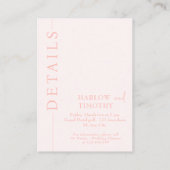 Elegantes Hochzeitliches Rosa Abendessen in der Pr Begleitkarte (Rückseite)