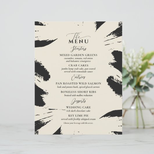 Elegantes Hochzeitmenü Bone Black Two Entree (Stehend Vorderseite)