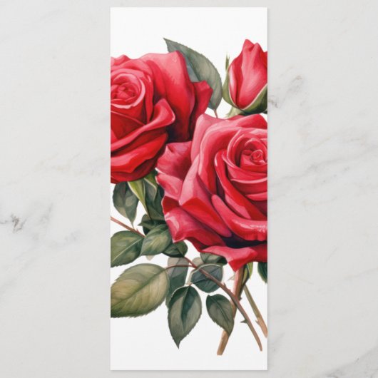 Elegantes Hochzeitmenü für Rote Rosen Menükarte (Rückseite)