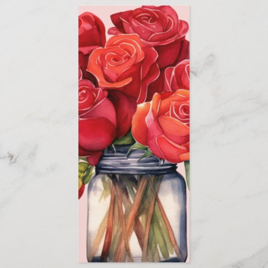 Elegantes Hochzeitmenü für Rote Rosen Menükarte (Rückseite)