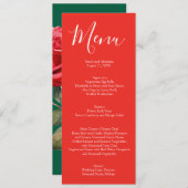 Elegantes Hochzeitmenü für Rote Rosen Menükarte (Vorne/Hinten)