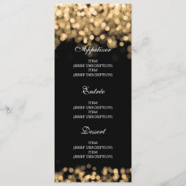 Elegantes Hochzeitmenü Gold Lights Menükarte