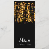 Elegantes Hochzeitmenü Moderne goldene Lichter Menükarte (Rückseite)