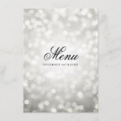 Elegantes Hochzeitmenü Silberne Glitzer Lights Menükarte (Rückseite)