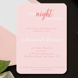 Elegantes Hochzeitrosa Monogram Probe Dinner Begleitkarte